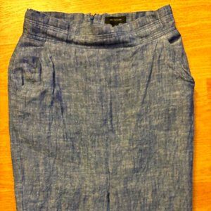 Ann Taylor Blue Linen Pencil Knee Length Skirt